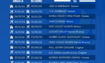 Schema con il calendario del Como Volley per la prossima stagione 2024-25