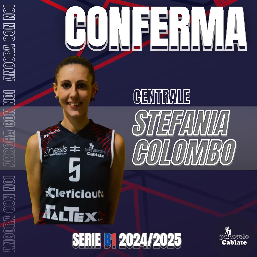 Locandina della Pallavolo Cabiate per la riconferma di Stefania Colombo