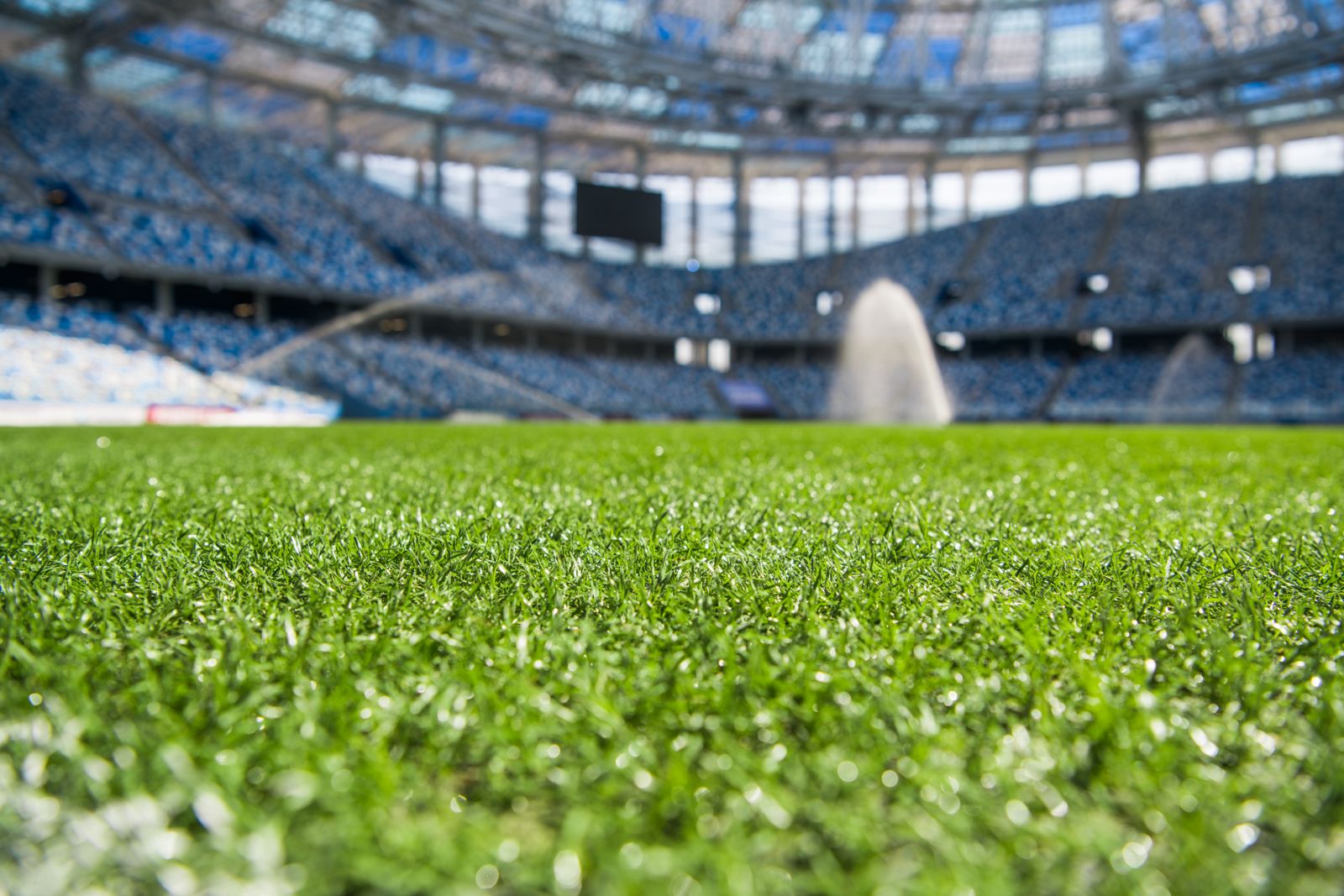 Un campo da calcio in primo piano