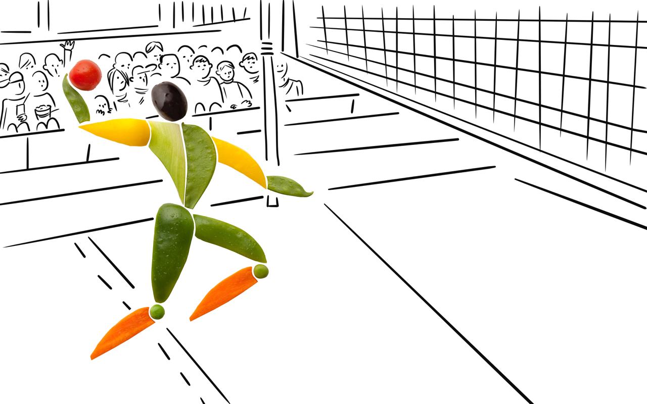 Un giocatore di pallavolo stilizzato