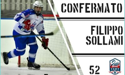 Locandina dell'Hockey Como sulla riconferma del giovane lariano Filippo Sollami