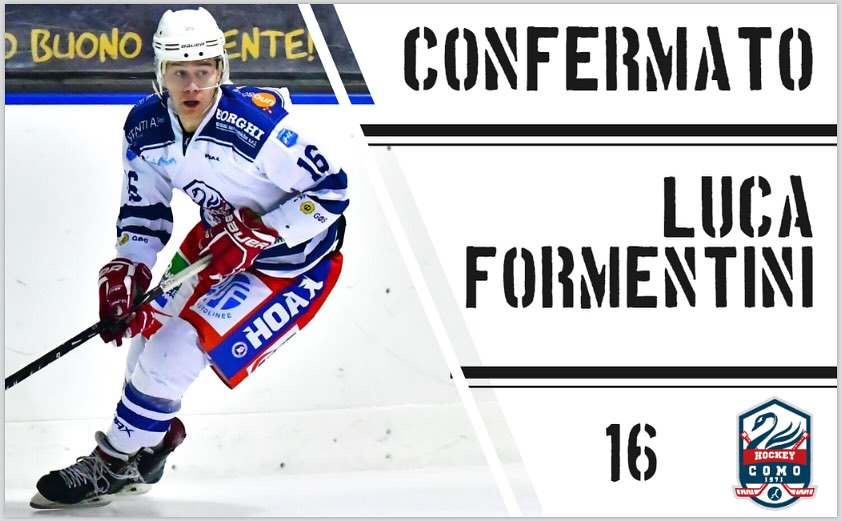 Locandina dell'Hockey Como sulla riconferma di Luca Formentini