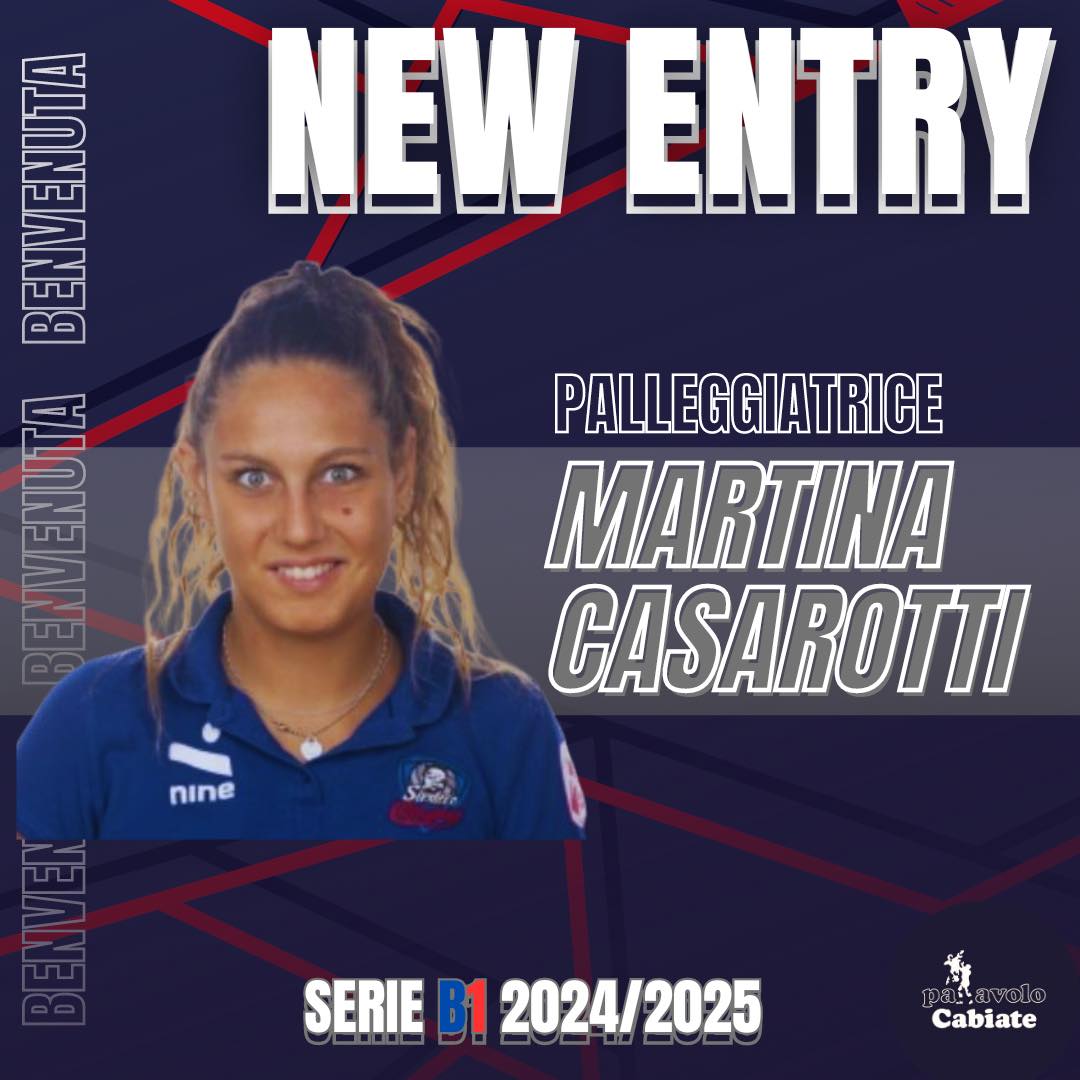 Locandina della Pallavolo Cabiate inerente all'acquisto della palleggiatrice Martina Casarotti