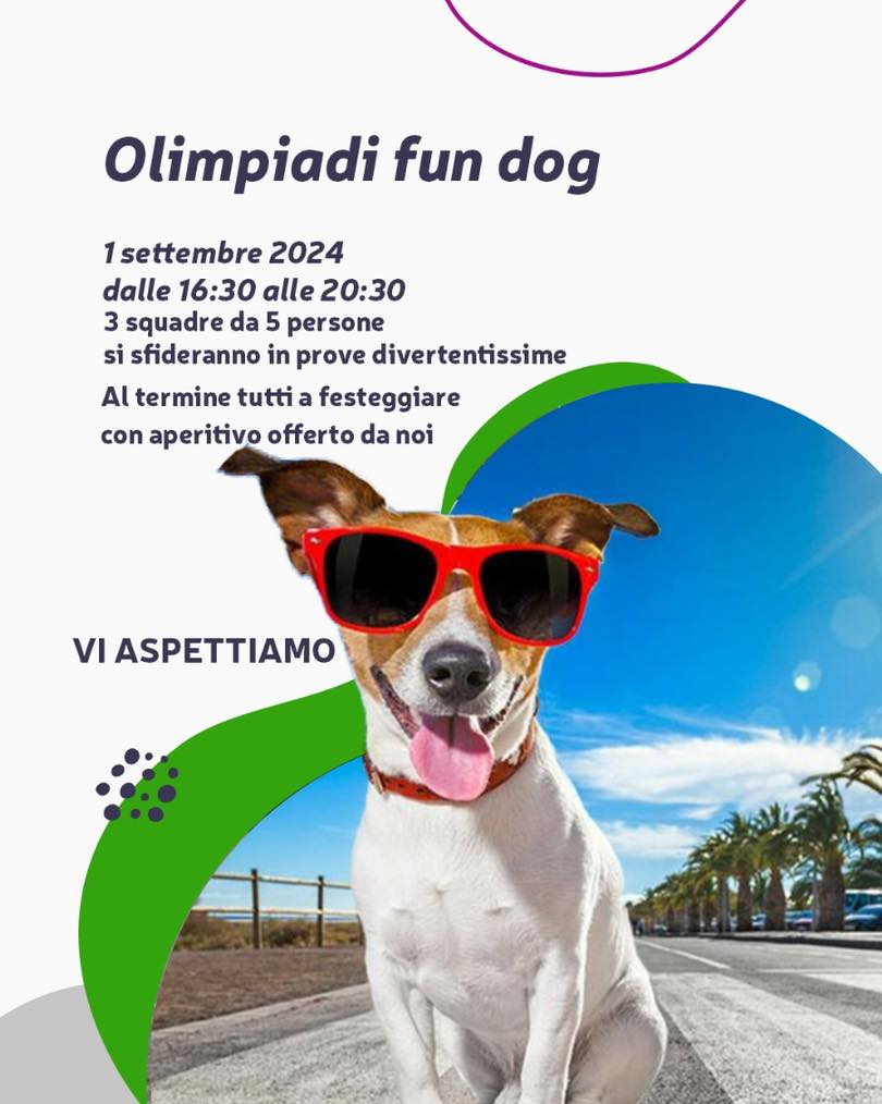 Locandina dell'ASD DharmaDog sulle Olimpiadi Fun Dog di Lipomo