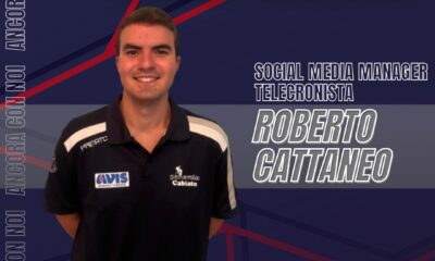 Locandina della Pallavolo Cabiate inerente alla riconferma di Roberto Cattaneo quale telecronista e social media manager.