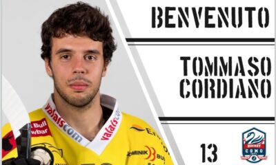 Locandina ufficiale dell'Hockey Como circa l'ingaggio di Tommaso Cordiano