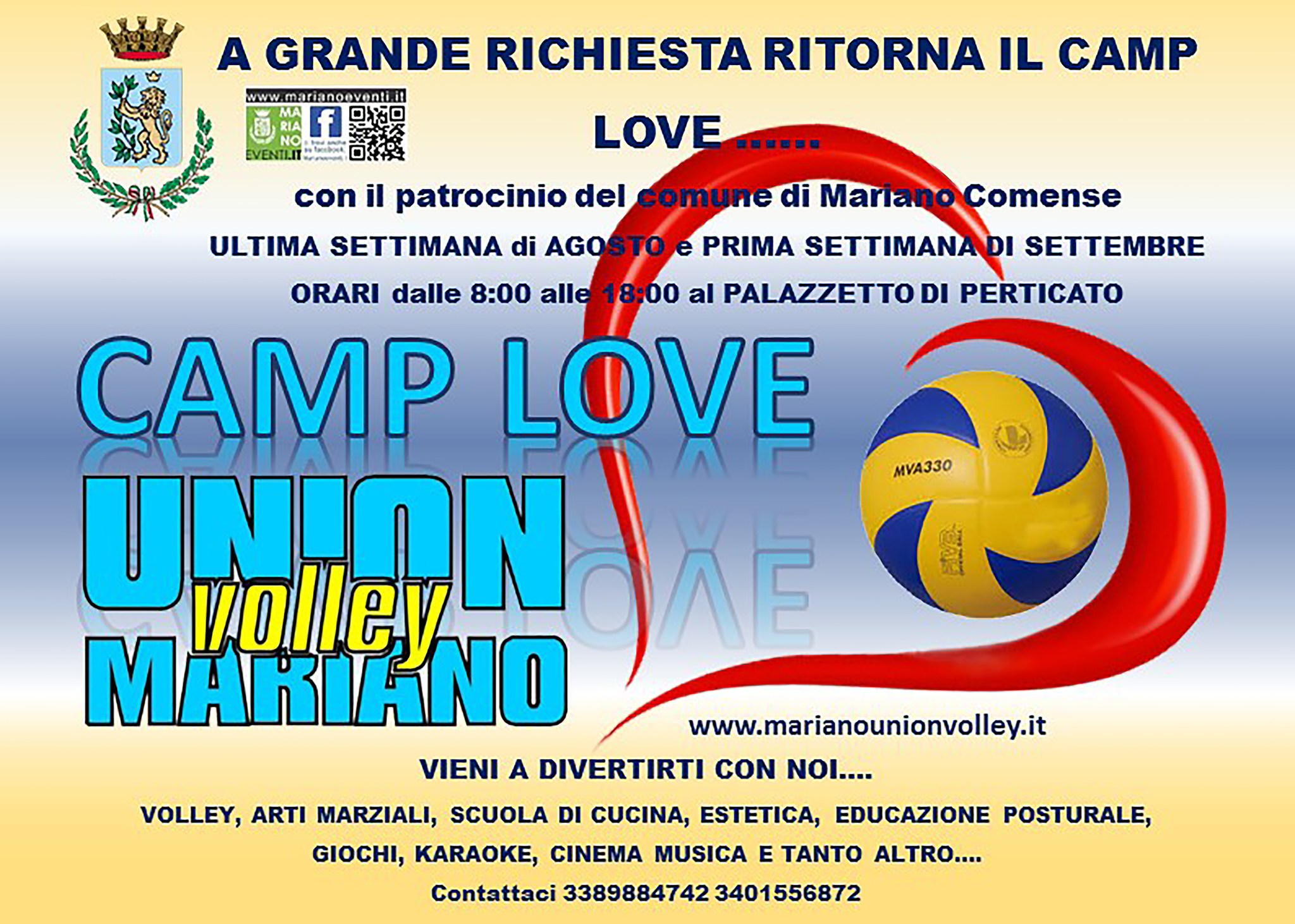 Locandina del Camp Love organizzato dall'Union Volley Mariano