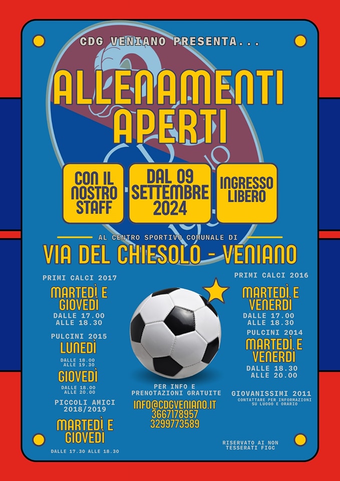 Locandina del CDG Veniano per la scuola calcio