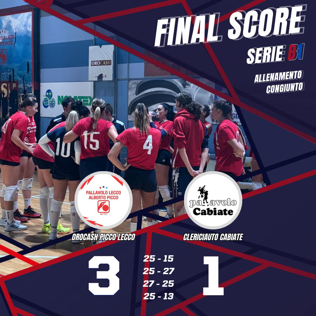 Locandina sull'esito dell'allenamento congiunto Pallavolo Cabiate - Picco Lecco.