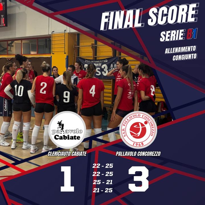 Infografica sull'incontro amichevole Pallavolo Cabiate-Concorezzo