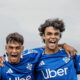 I giocatori del Como Primavera festeggiano dopo il goal del pareggio a Parma.